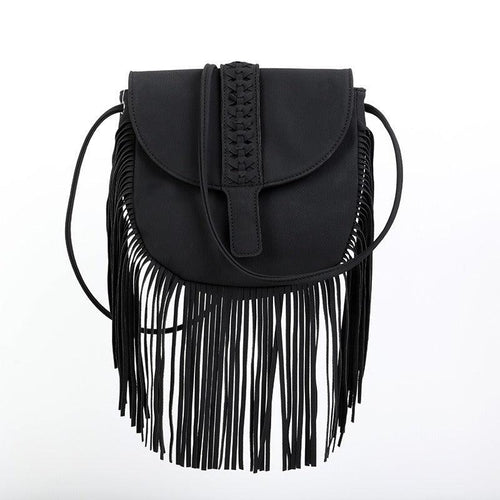 Dakota Tasseled Boho Leather Bag - Trendy Large Tassel Shoulder Bag