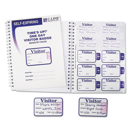 C-Line® Time's Up!® Self-Expiring Visitor Badges with Registry Log