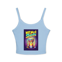 Will Work for Shots Womens Spaghetti Strap Tank Top