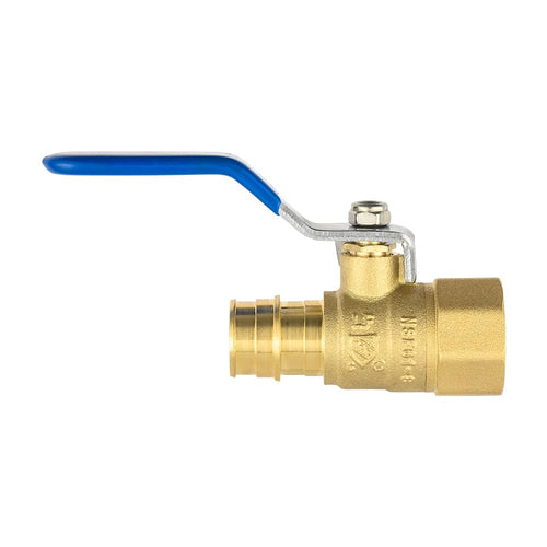 1/2" PEX Crimp X 1/2" FNPT Ball Valve, Blue (Lead Free) Plumbingsell