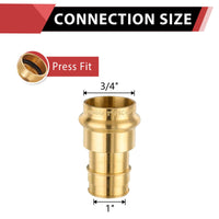 3/4" Copper Press x 1" PEX Expansion Brass Adapter (Lead Free)