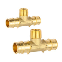 PEX A Expansion 1/2" PEX x 1/2" PEX x 1/2" Male Threaded F1960Tee (Lead Free) Plumbingsell