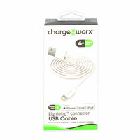 Chargeworx  Lghtn  Cbl  Wht 6Ft