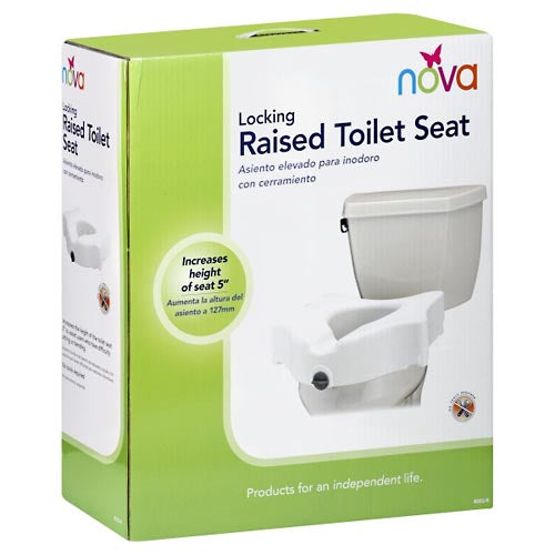 Nova 5" Raised Toilet Seat With Front Lock - White