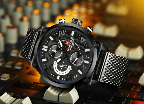 Men's Multifunction Analog Quartz Watches Waterproof Wrist Watch With Stainless Steel Mesh Band Excellent Design Perfect Gift