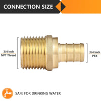 30 Pcs PEX-B Crimp 3/4" PEX x 3/4" Male Threaded Adapter (Lead Free)