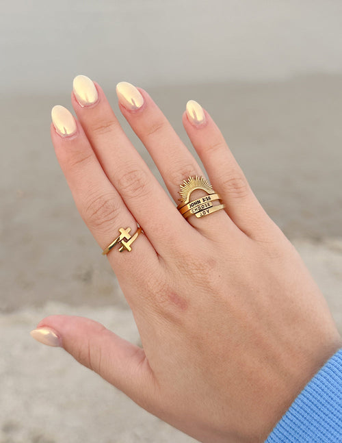 Gold Wrapped Cross Ring