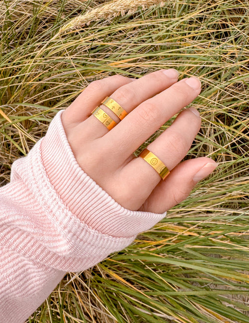 Peace Engraved Ring Set