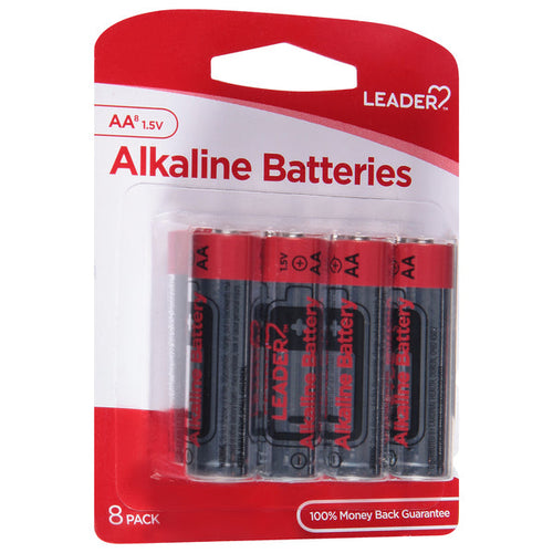 Leader Alkaline AA Batteries, 1.5V Long-Lasting Power, 8 Count Value Pack