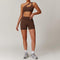 Coffee / Diagonal Shoulder Bra+Shorts / S