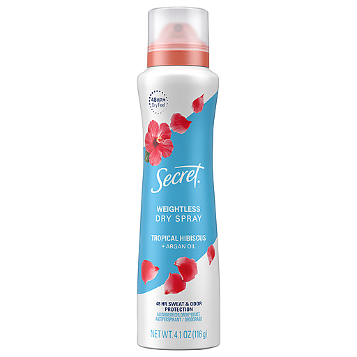 Secret Antiperspirant/Deodorant, Tropical Hibiscus + Argan Oil, Weightless Dry Spray 4.1 Oz