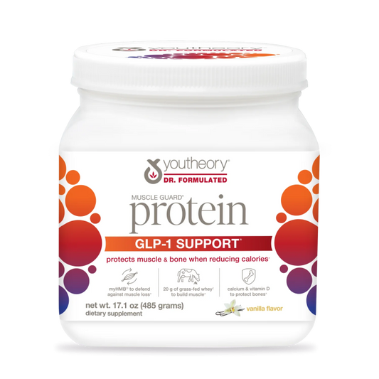 Youtheory GLP-1 Support Muscle Guard Protein Vanilla, 17.1 Oz