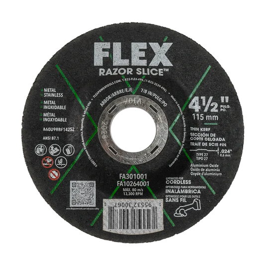 FLEX FA301001 RAZOR SLICE 4.5" x 0.024" x 7/8" Ultra-thin Cut-Off Disc Type 27