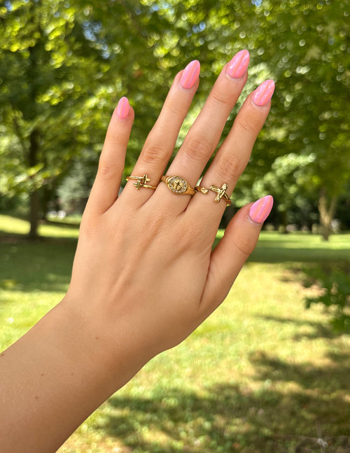 Textured Wrapped Cross Ring