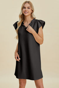 Double Take Full Size Ruffled V-Neck Cap Sleeve Dress – Ruffled V-Neck Dress, Cap Sleeve Dress, Elegant Ruffled Dress, Flattering V-Neck Dress, Stylish Full-Size Dress, Comfortable Ruffle Dress, Chic Cap Sleeve Dress