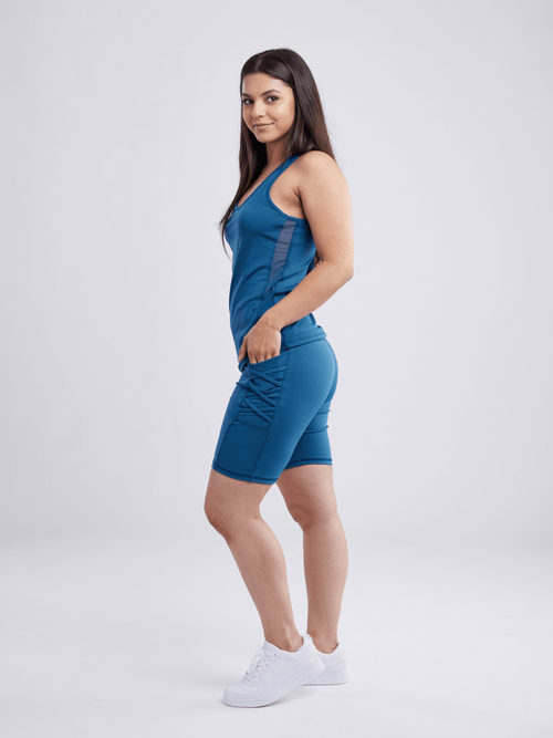 JupiterGear High-Waisted Workout Shorts with Pockets & Criss Cross Design