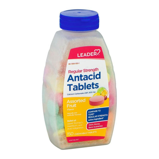 Leader Antacid Regular Strength Assorted Fruit 150 Chewable Tablets