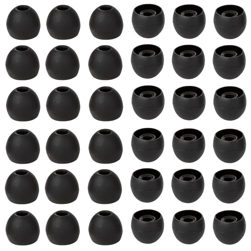 CYADCI 36 Pieces Large Earbud Tips Soft and Comfortable Silicone Earbud Tips Ear Bud Replacement Pieces Silicone Fit Most in-Ear Headphones，Inner Hole 3.8mm -5.5mm，Large Black Earbuds Silicone Tips