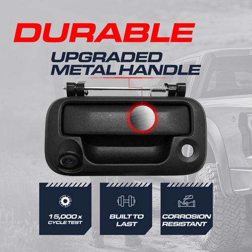 Ford F150, F250, F350, F450, F550 (2005-2016) Black Metal Replacement Tailgate Handle with Backup Camera