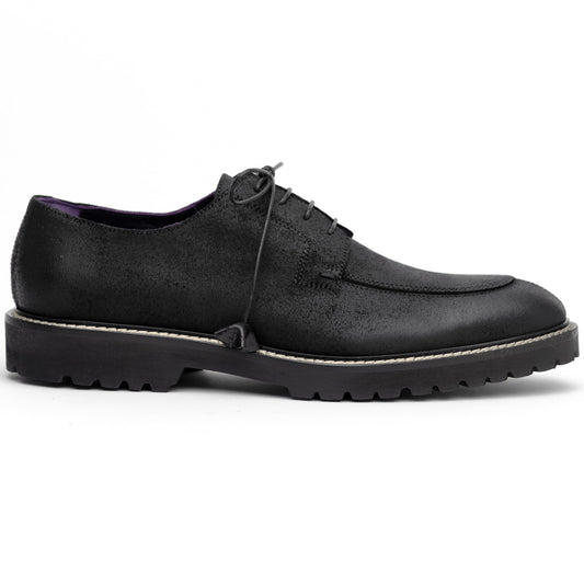 Zelli Italia 26-224-BLK CAMPO Sueded Goatskin Lace Up with Wax Finish, Black