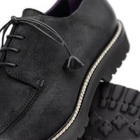 Zelli Italia 26-224-BLK CAMPO Sueded Goatskin Lace Up with Wax Finish, Black