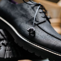 Zelli Italia 26-224-BLK CAMPO Sueded Goatskin Lace Up with Wax Finish, Black