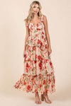 Mittoshop Layered Floral Sweetheart Neck Maxi Dress