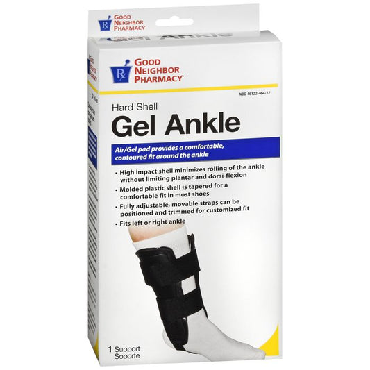 Good Neighbor Pharmacy Hard Shell Gel Ankle Support Black Adjustable 1ct