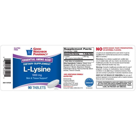 Good Neighbor Pharmacy L-Lysine 1000mg Tablets 90ct