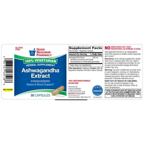 Good Neighbor Pharmacy Ashwagandha Extract 500mg Capsules 50ct