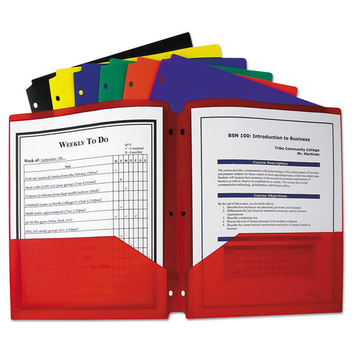 C-Line® Two-Pocket Heavyweight Poly Portfolio Folder with Three-Hole Punch