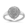 10K White Gold 1/2 Cttw Round & Baguette Cut Diamond Pear Shaped Domed PavÃ© Cluster with Halo Cocktail Ring (H-I Color, SI1-SI2 Clarity) - Size 5