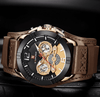 Men's Leather Waterproof Watch With Chronometers And Fluorescent Hands Excellent Design Perfect Gift