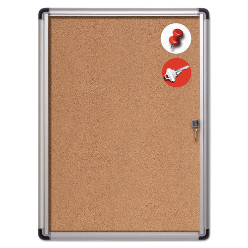 MasterVision® Slim-Line Enclosed Cork Bulletin Board