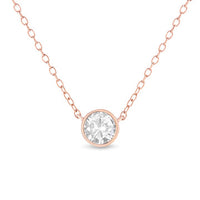 .925 Sterling Silver 1/2 Cttw Diamond Bezel 18" Pendant Necklace (I-J Color, I2-I3 Clarity)