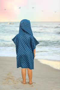 Microfiber blue fish waffle wearable towel Keep the Littles Wild