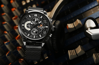Men's Multifunction Analog Quartz Watches Waterproof Wrist Watch With Stainless Steel Mesh Band Excellent Design Perfect Gift