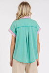 Mittoshop Color Block Henley Short Sleeve Polo Shirt