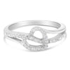 .925 Sterling Silver 1/8 Cttw Diamond Open Heart Leaf Curvy Bypass Accent Fashion or Promise Ring (I-J Color, I2-I3 Clarity) - Size 6