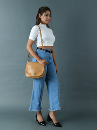 The Croco Satchel- Beige