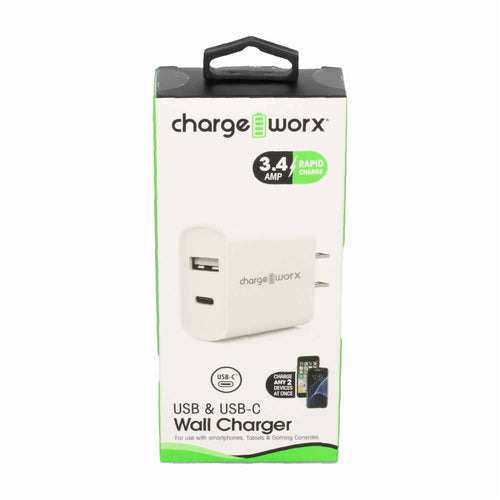 ChargeWorx® Dual USB Wall Charger – White