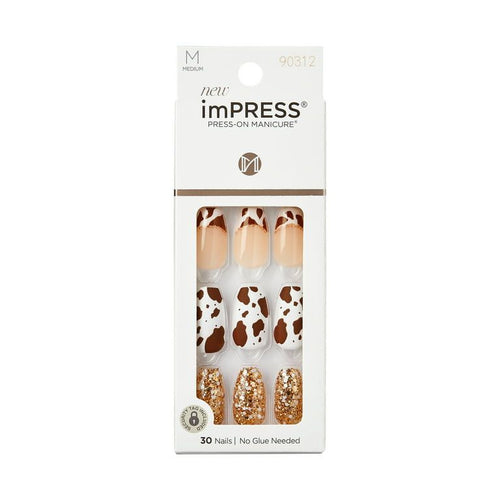 Kiss Impress Medium Coffin Gel Press-on Nails, Matte Medium Brown , 30 Pieces EasyOptionXY LLC