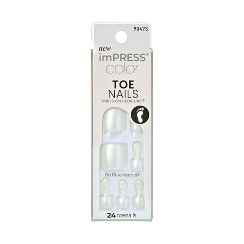 Kiss Impress Press-on Gel Toenails, Glossy Solid White, 24 Pieces EasyOptionXY LLC