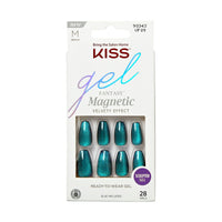 Kiss Gel Fantasy Magnetic Medium Coffin Sculpted Gel Nails, Glossy Dark Blue, 28 Count EasyOptionXY LLC
