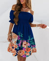Boho Breeze Off-Shoulder Pleated Dress – Stylish Cowgirl Casual Wear