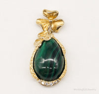 Designer Ross Simons Malachite Cubic Zirconia Gold Over Sterling Silver Pendant