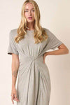 Mittoshop Side Slit Round Neck Short Sleeve Dress