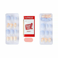 Kiss Impress Long-lasting Short Square Gel Press-on Nails, Matte Medium Blue, 30 Pieces EasyOptionXY LLC