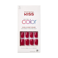 KISS Salon Color Fake Nails, Red, Short Square, 'No Direction', 31 Ct. EasyOptionXY LLC