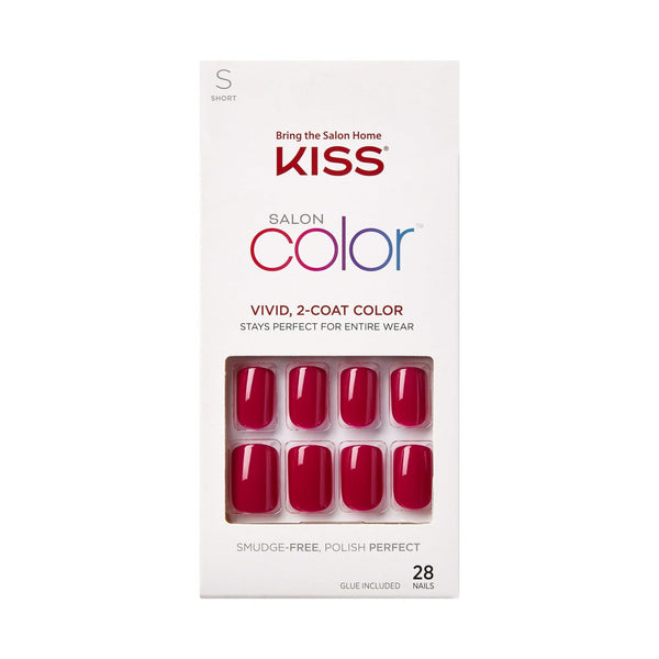 KISS Salon Color Fake Nails, Red, Short Square, 'No Direction', 31 Ct. EasyOptionXY LLC